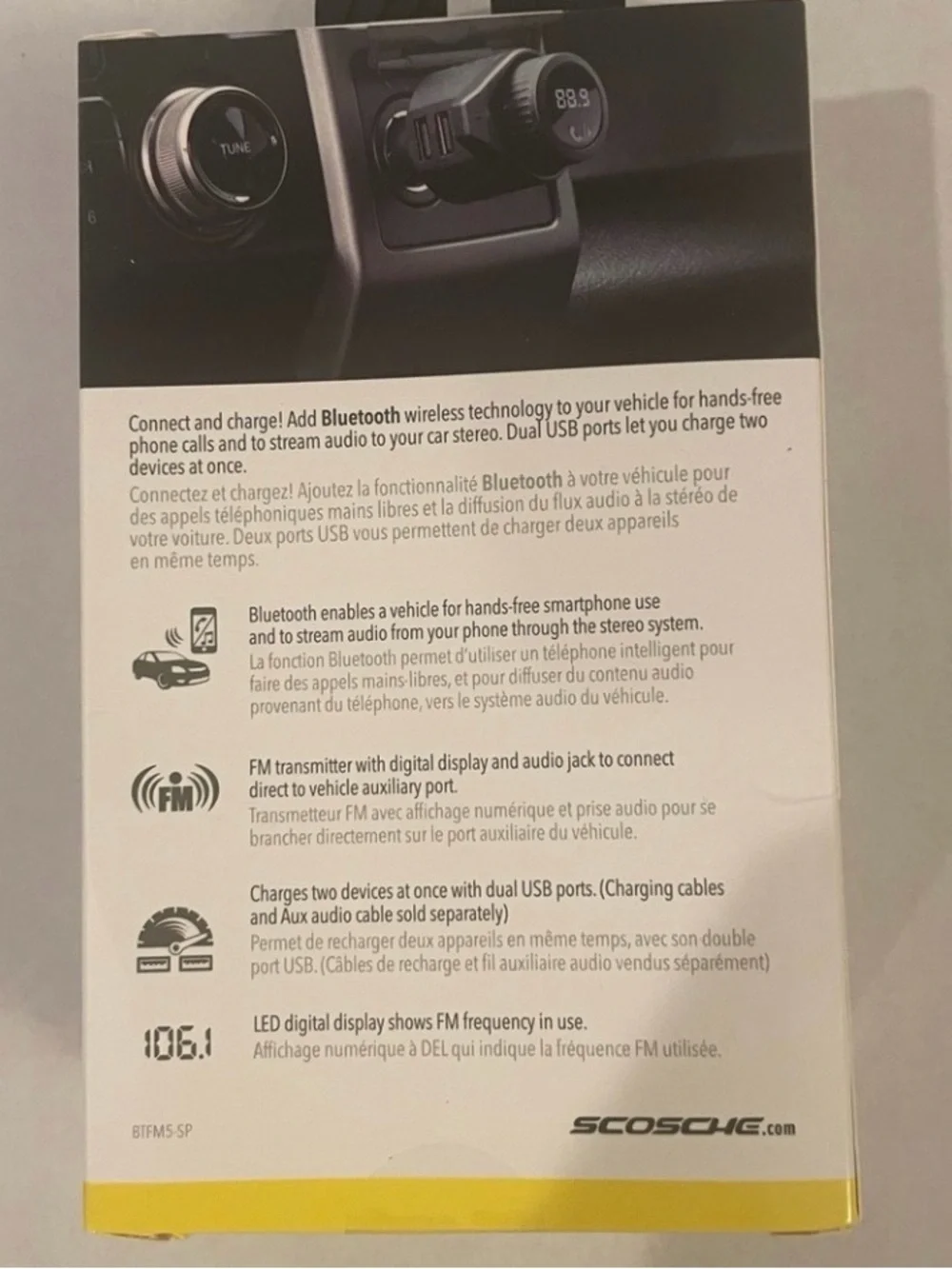 Scosche Bluetooth FM Transmitter Wireless Hands-Free Car Kit Dual USB Charger